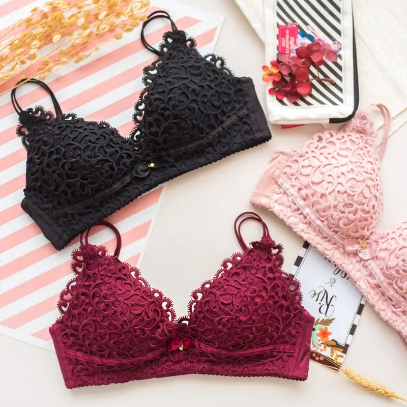 Женский кружевной бюстгальтер с оборками Wasteheart красный сексуальные трусики пуш