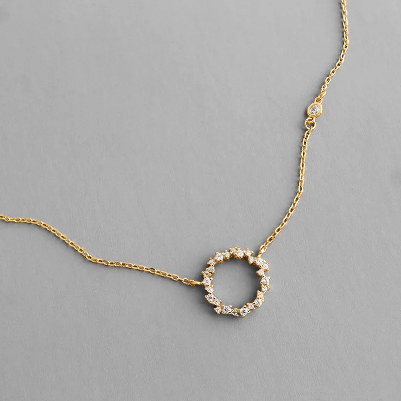 

Трендовое ожерелье с подвеской для женщин из стерлингового серебра 925 пробы с цветком, обруч, стильный микро циркон, изящное ювелирное издел...