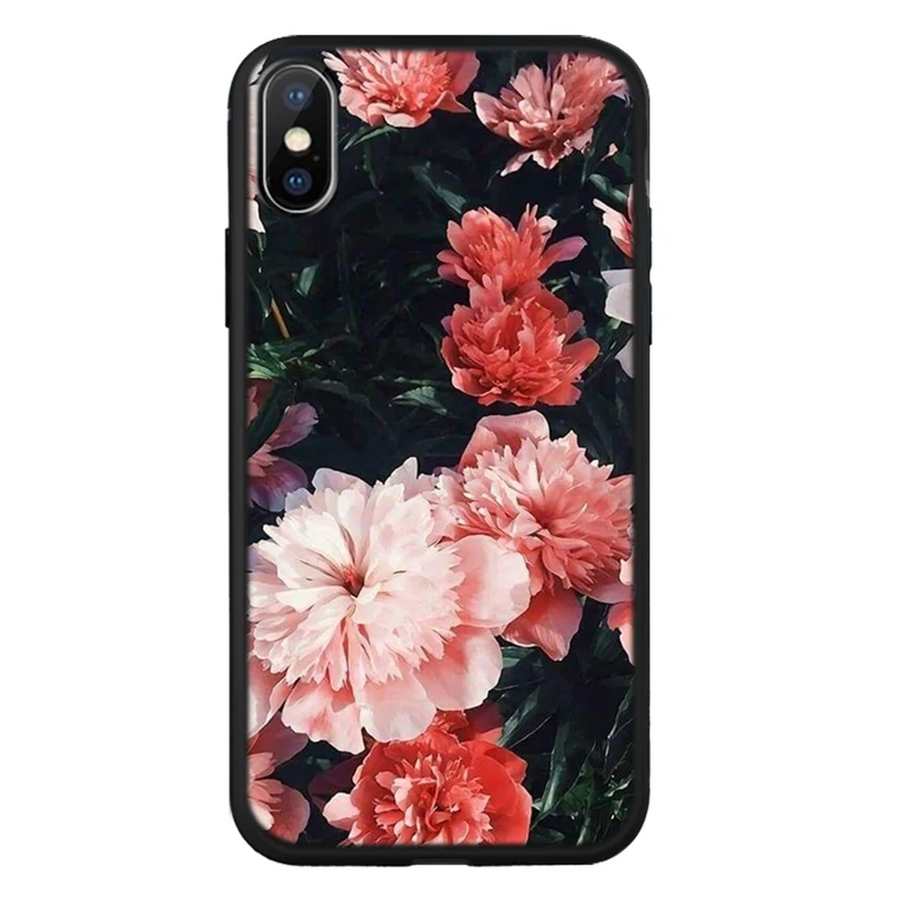 Мягкий чехол для iPhone X XR XS 11 11Pro 7 8 Plus с цветочным рисунком Флора чехлы обложки Max B21 |