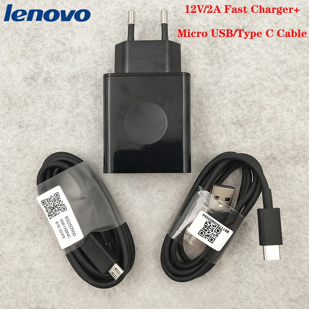 Фото Оригинальный кабель для быстрой зарядки Lenovo 12 В 2 а QC 3,0 EU адаптер Type C/Micro USB кабель для Vibe P2 K5 Spelen S5 Z5 Z6 Pro K10 Plus №1