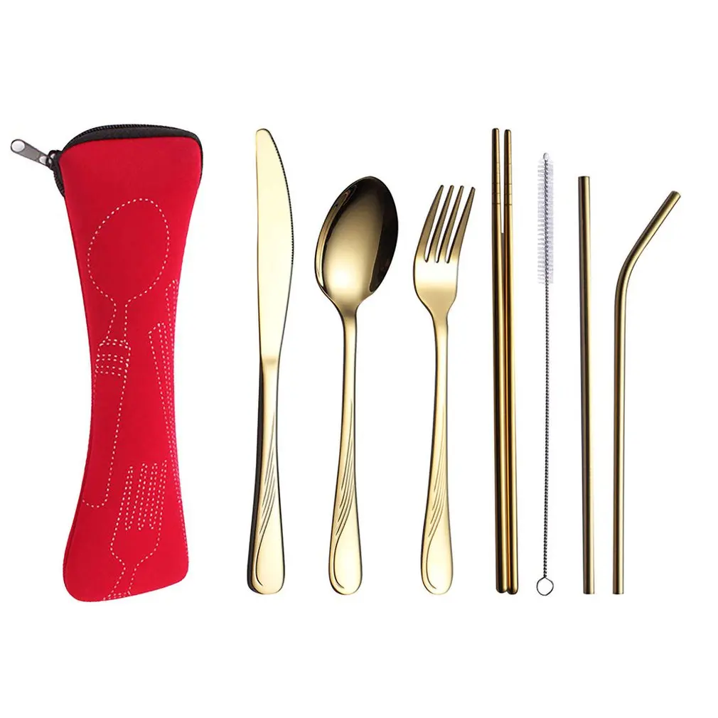 7 набор портативных столовых приборов для путешествий на открытом воздухе