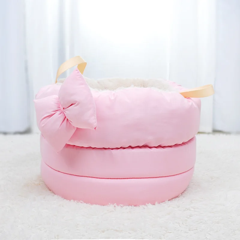 Pink Зимняя теплая Толстая глубокая кровать для домашних животных кровать для кошек кровать для домашних животных спальный плюшевый круглый дом уютный кошачий наполнитель гнездо коврик - Цвет: Pink