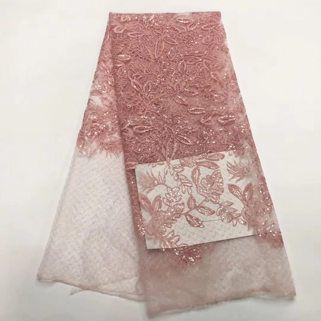 Новое поступление африканская кружевная ткань с блестками рисунком листьев из