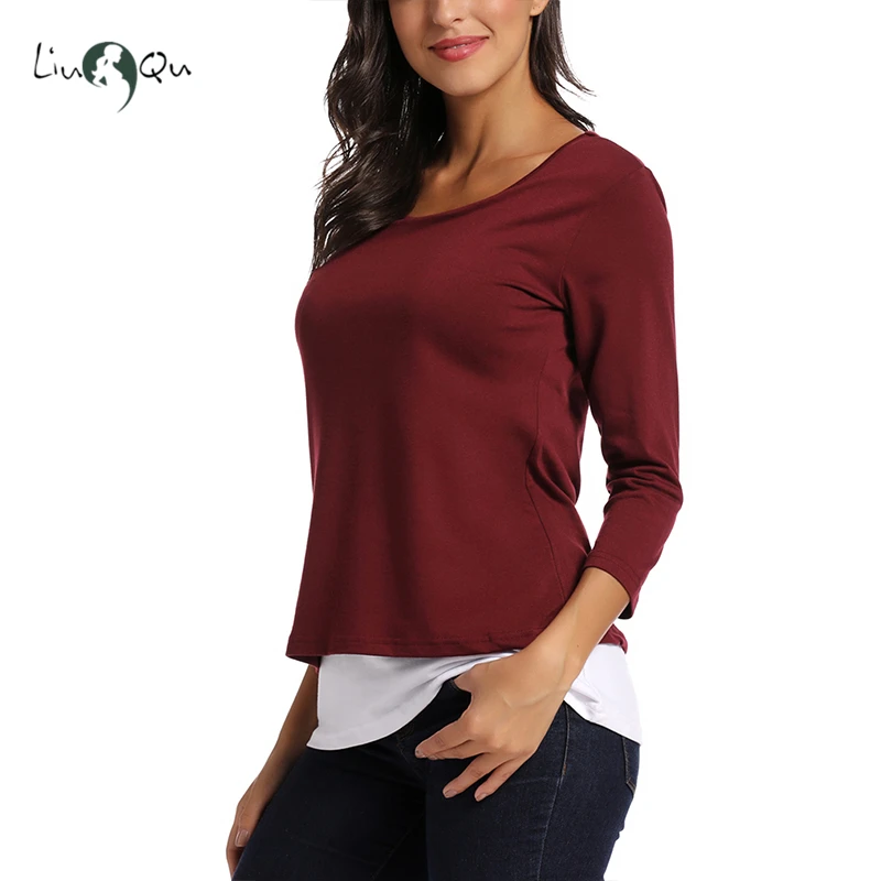 Женская одежда для беременных топы кормящих матерей двухслойная Футболка с