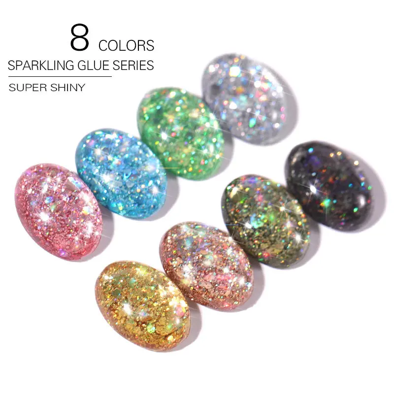 

Glitter UV Gel Flash Glue Nail Polish Shiny Hybrid Varnishes Bright for Painting Nails Art Design Rainbow Gel Nail for Manicure