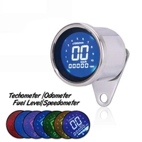 12v universal lcd digital motorcycle led indicator round speedometer odometer tachometer gauge fuel meter indicator