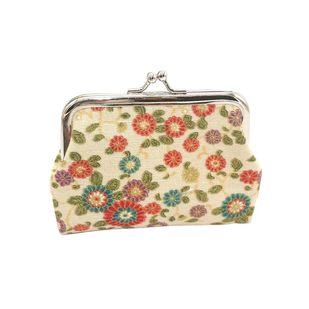 Кошелек с цветочным принтом Ретро стиль женский маленький кошелек на застежке