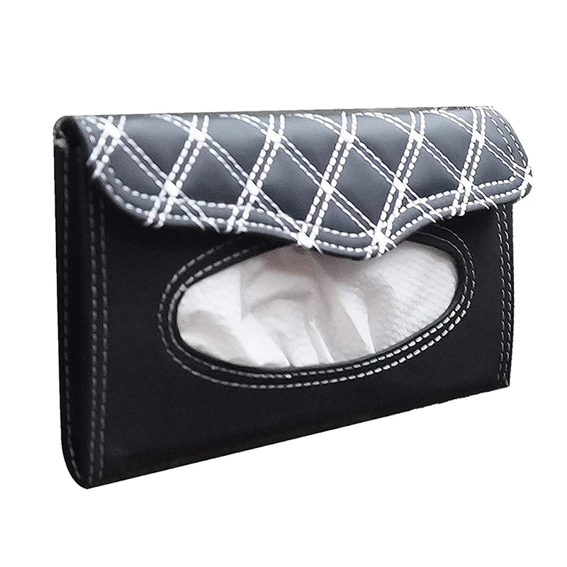 

Car Visor Tissue Holder Mask Holder Tissue Box PU Leather Crystals Seatback Tissue Case Napkin Holder Car Accessories