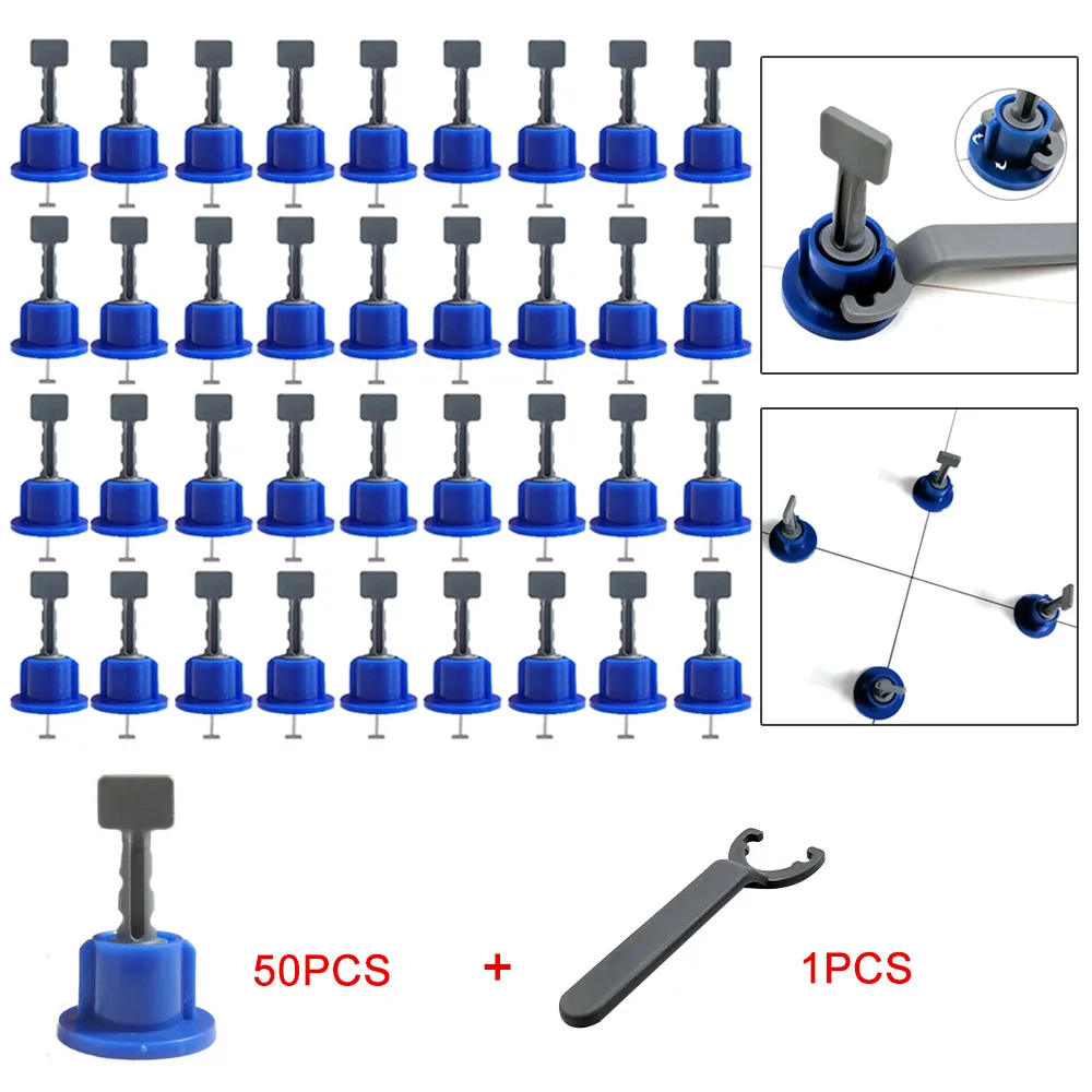 

Набор для выравнивания плитки, 50 шт., многоразовые напольные, настенные строительные инструменты, клинья, распорки для плитки, комплект для ...