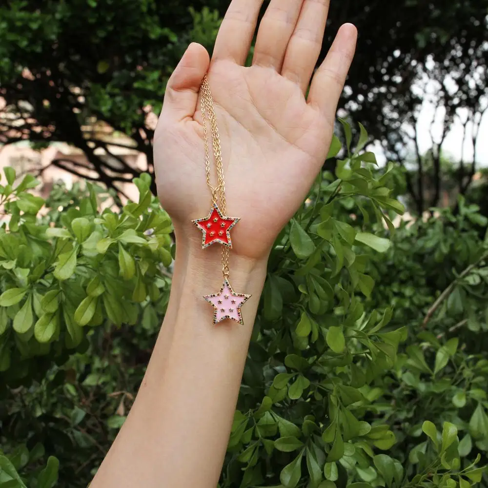 Модные ювелирные изделия золотого цвета подвеска на удачу эмалированная звезда