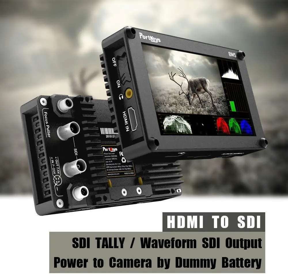 Portkeys BM5 3G-SDI/HDMI вход 2200nit сенсорный экран 3D-LUT алюминиевый корпус на камеру DSLR монитор с кабелем управления