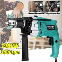 1980w 220v 3800rpm electric impact drill kit handheld flat drill rotary hammer multifunction with scale wrench handle bar