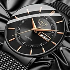 Часы наручные LIGE Мужские кварцевые, брендовые Роскошные водонепроницаемые ультратонкие спортивные со стальным ремешком, с датой