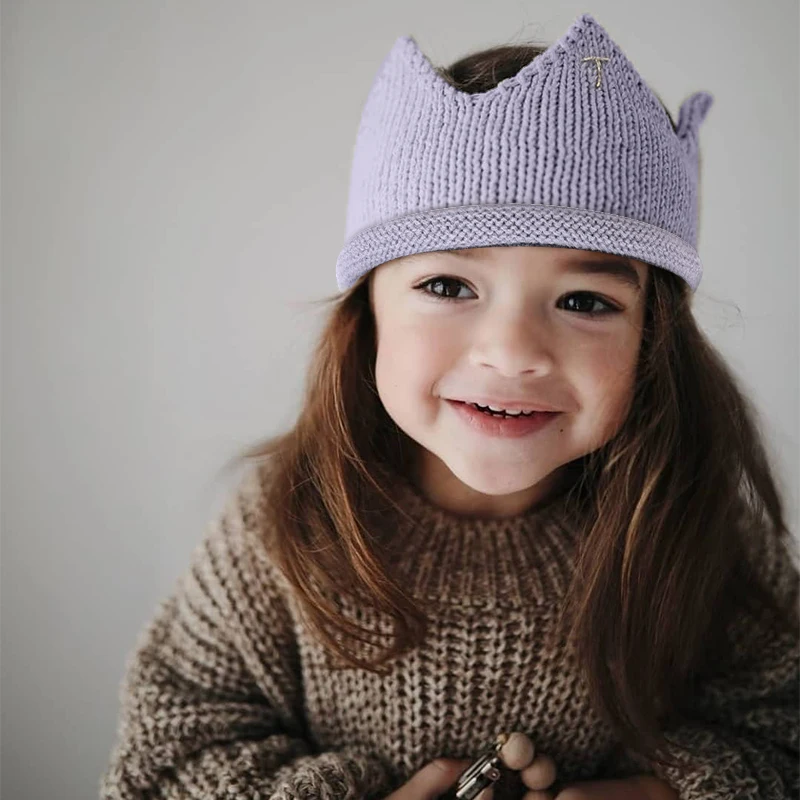 

Baby Crown Knit Birthday Hat Party Photography Props Decoration Newborn Hair Accessories Pure Cotton for Party Autumn Winter Hat