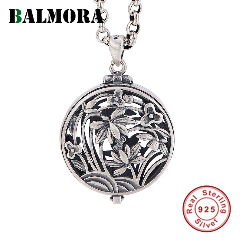 BALMORA Настоящее 925 пробы серебряный полый цветок Шарм Подвески для женщин Пара Ретро Модные украшения аксессуары без цепи