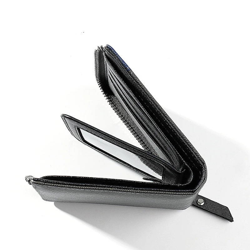 Мужской кошелек из искусственной кожи s на молнии с 8 отделениями для кредитных