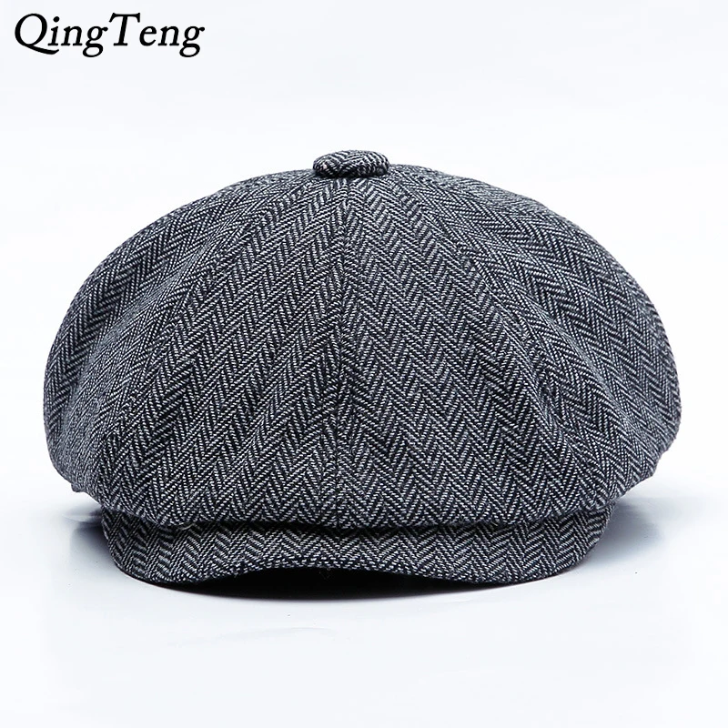 2 Sizes Peaky Blinders Men Berets Hat Autumn New Vintage Herringbone Octagon Cap Women Casual Pumpkin Hat Gatsby Flat Beret Hats