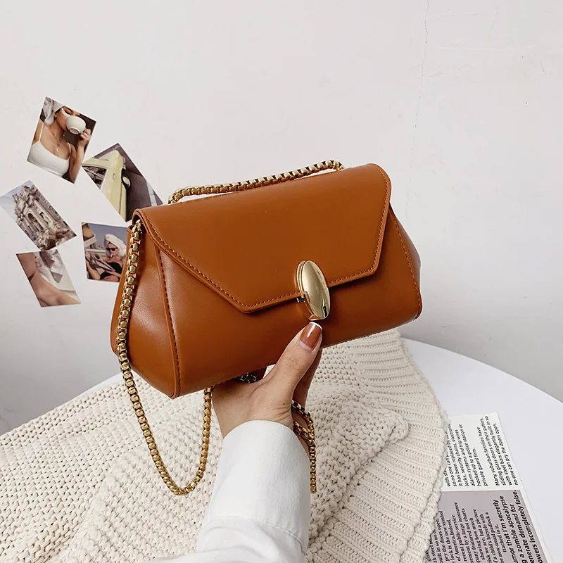 

Women Shoulder Bag Crossbody 2021Autumn And Winter New Fashion Casual Handbag Pu Leather Solid Color With Zipper Long Strap