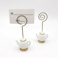 12pcs tea time whimsy teapot design place card holder photo holders wedding favors party decoration name cards clips