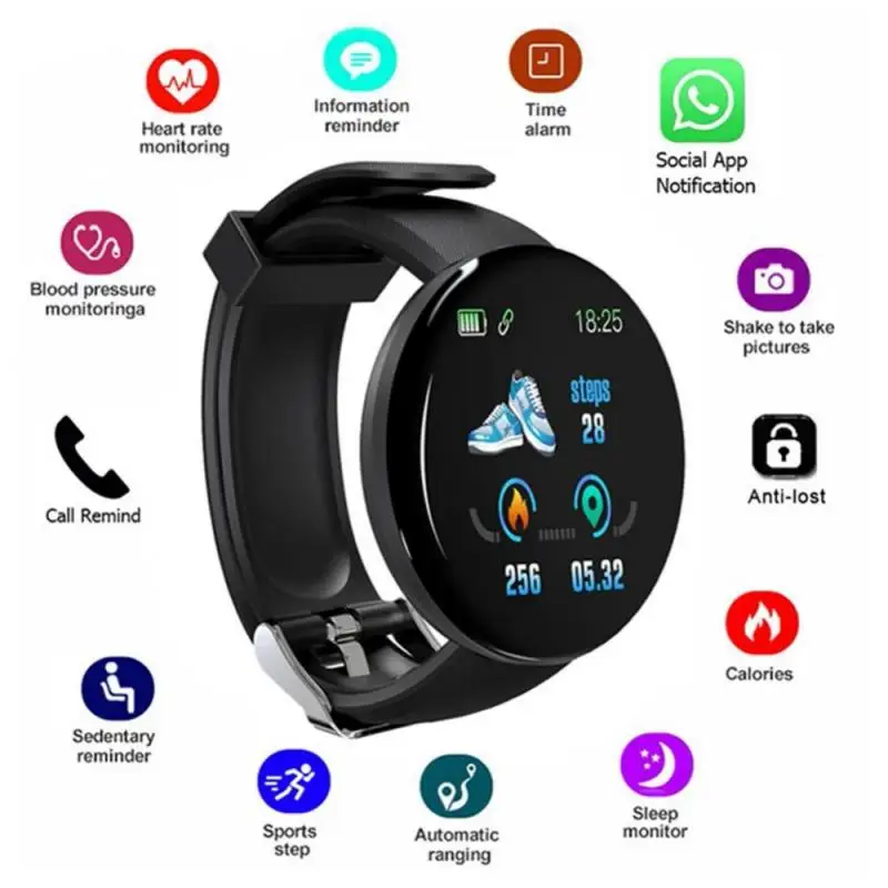 

Smart Watch Blood Pressure Heart Rate Monitor Digital IP67 Waterproof Message Reminder Fitness Bracelet Sport Tracker Pedometer