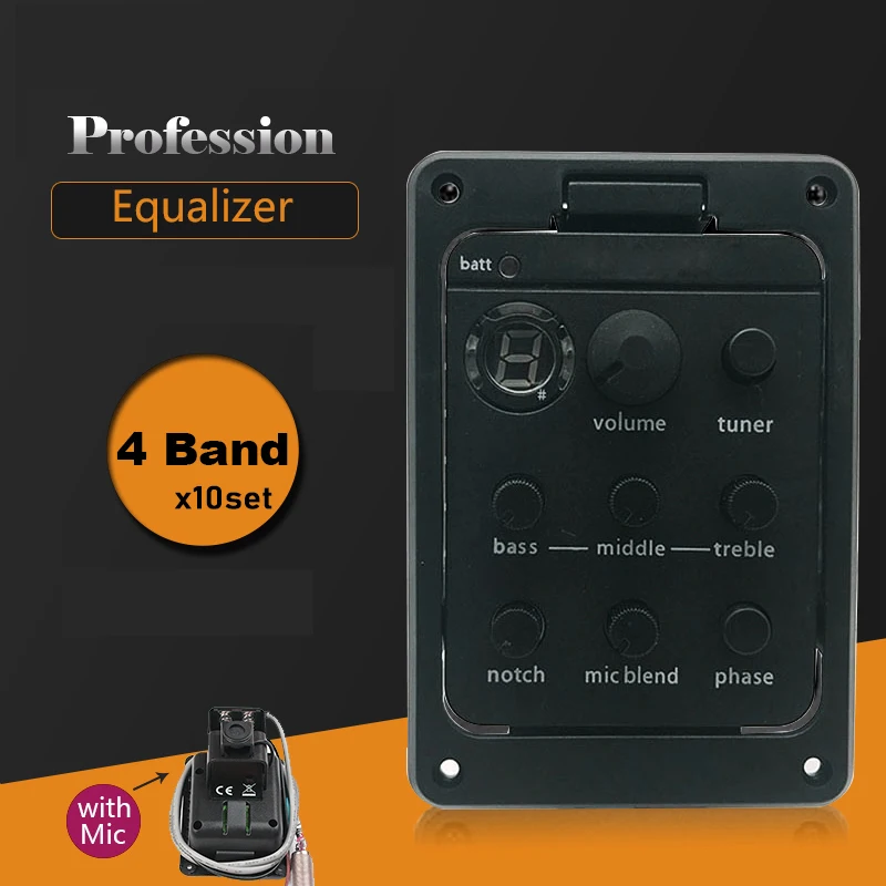 10 компл. 4/5 полосный предусилитель для акустической гитары пьезо пикап