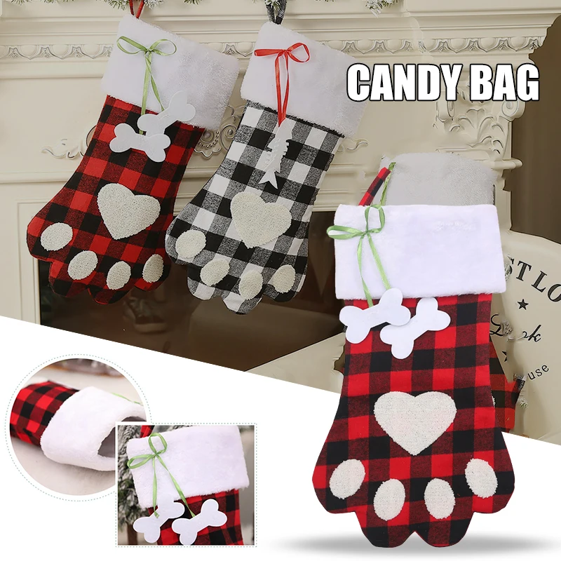 

Большая Фотосумка в клетку в форме лапы собаки классический подвесной камин декор для вечеринки Рождественская елка HFing