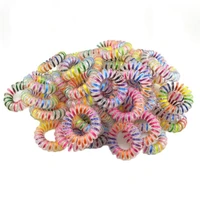 colorful 3 5 cm telephone wire hair band rubber holders elastic for rpes girl women headwear accessory lot 100 pcs