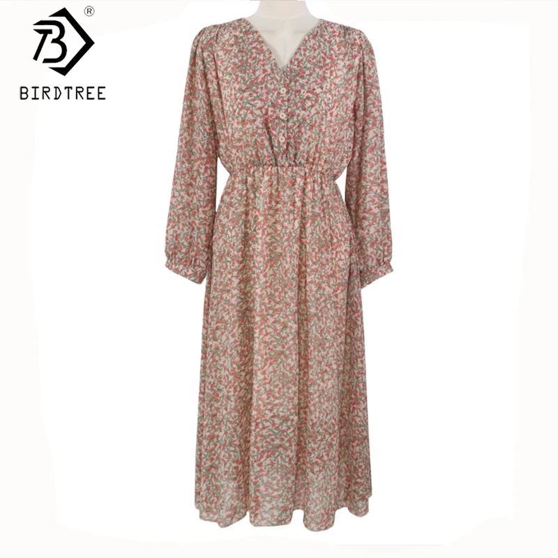 Платья размера плюс осень 2019 новые женские с цветочным принтом подкладкой милое