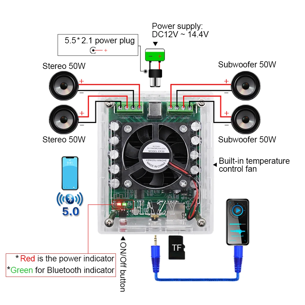 AIYIMA Bluetooth 5 0 TDA7850H усилитель класс 50 wx4 AB 4 канальный выход автомобильный плата для