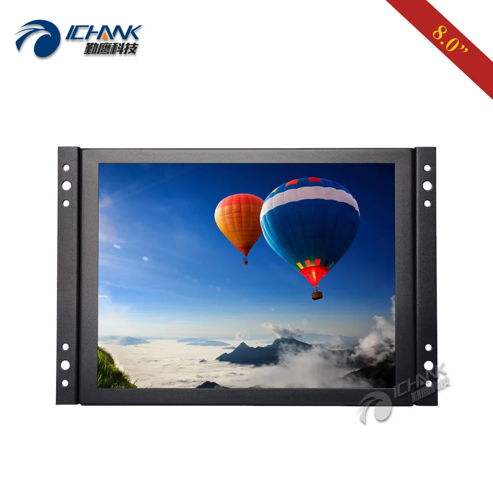 ZK080TN-7052/" дюймовый 1024x768 AV BNC Встроенный Открытый каркас питания на загрузке монитор/8" дюймовый металлический корпус промышленный ПК Дисплей Монитор