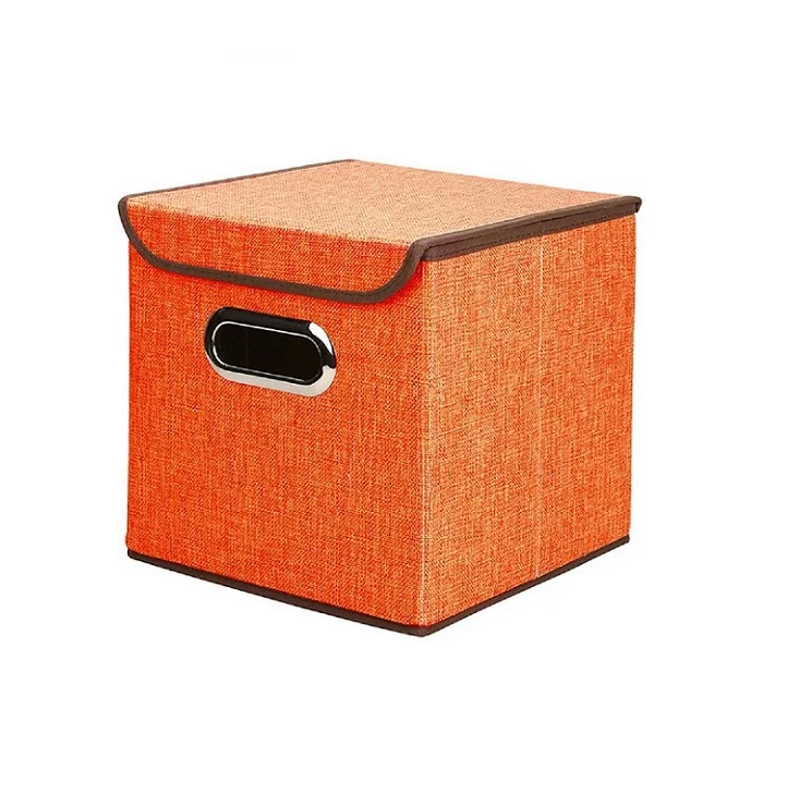 24.5x24.5x25cm Складной квадратный хлопковый льняной ящик для хранения одежды большой шкаф прямоугольник ящик для хранения Органайзер с крышкой портативный контейнер - Цвет: 24.5x24.5x25cm