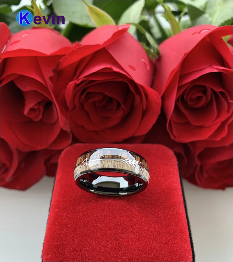 Уважаемые мужские женские вольфрамовые черные кольца с зеброй деревянными