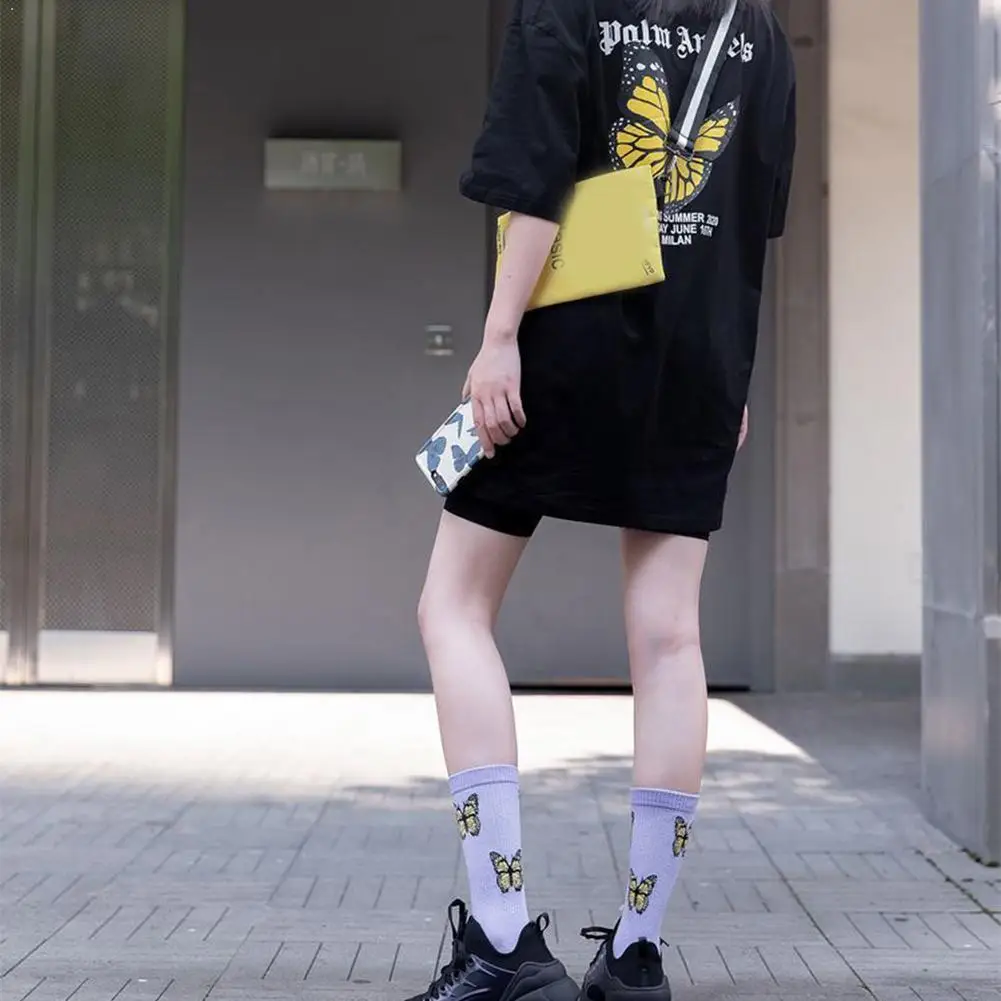 

New Butterfly Socks Women Streetwear Harajuku Crew Socks Size Butterfly Jacquard Hop Socks Fashion Small Women Free Girl Fo J9E1