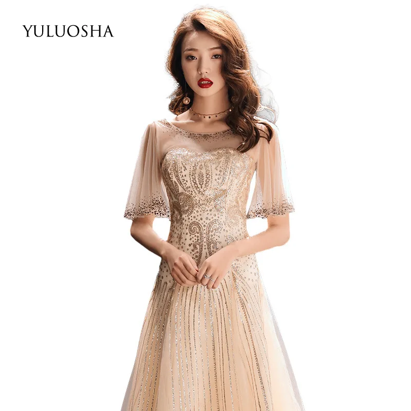 YULUOSHA сексуальные платья с круглым вырезом открытой спиной и коротким рукавом