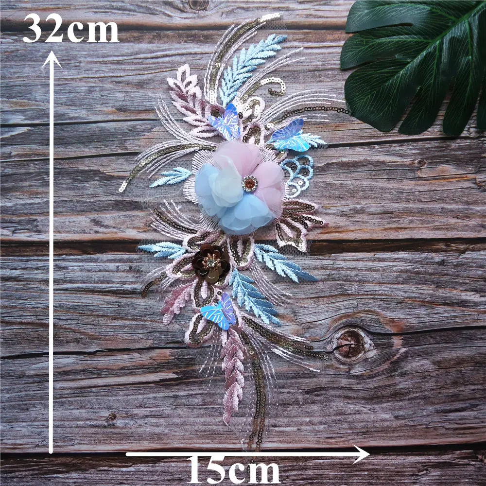 Кружевная ткань с блестками бабочками цветами и бусинами | Дом сад