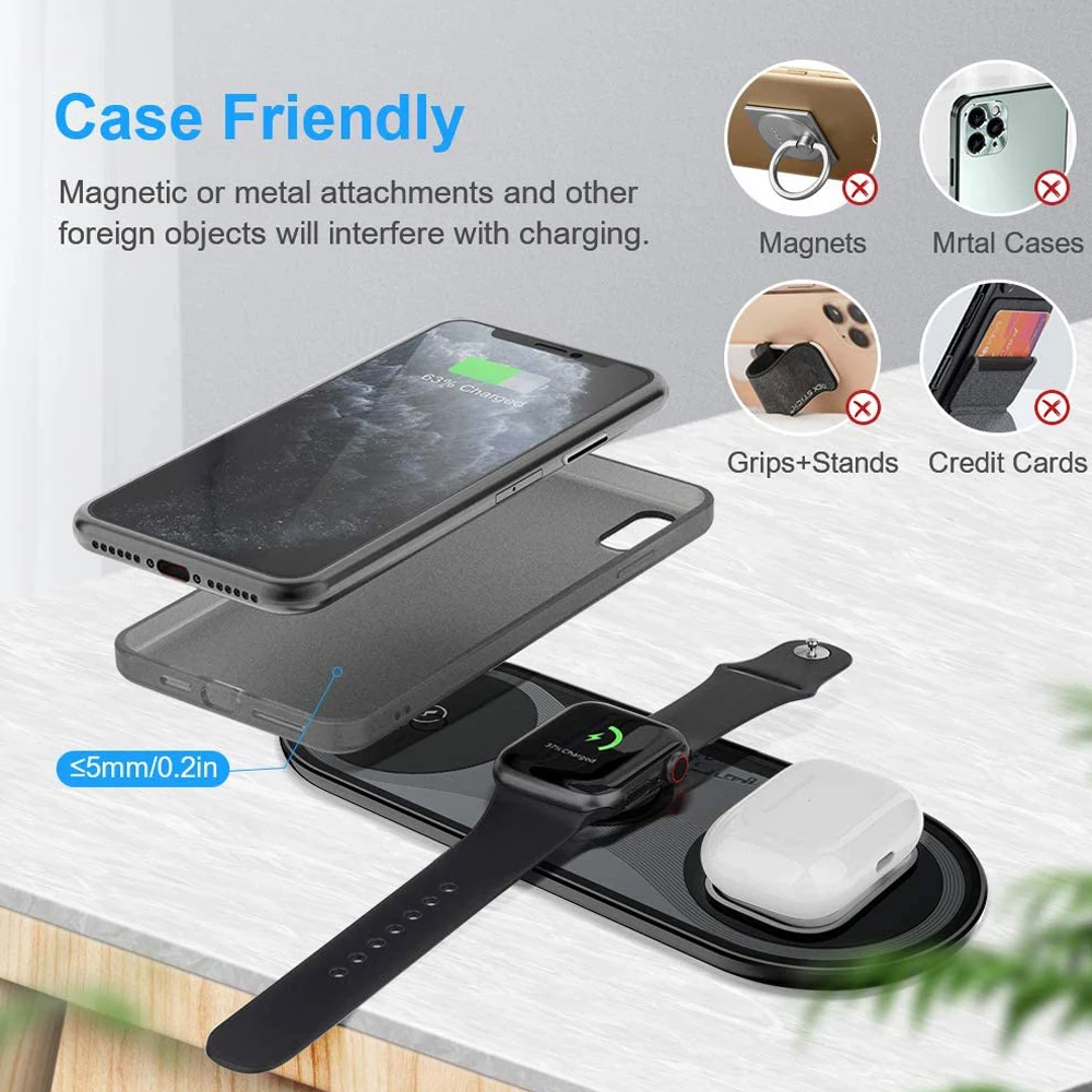 

3 in 1 Wireless Chargers Dock For iPhone 11 Pro XS Max XR For Apple Watch Bluetooth Headsets Wireless Charging Dock