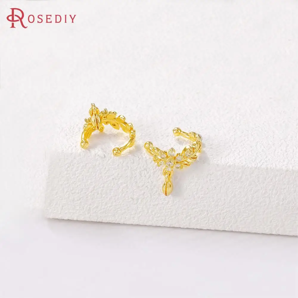 

Застежки для сережек с фианитами, круглые застежки для сережек, 4 шт., 24 к, золотистого цвета, из латуни и циркония, фурнитура для изготовления...