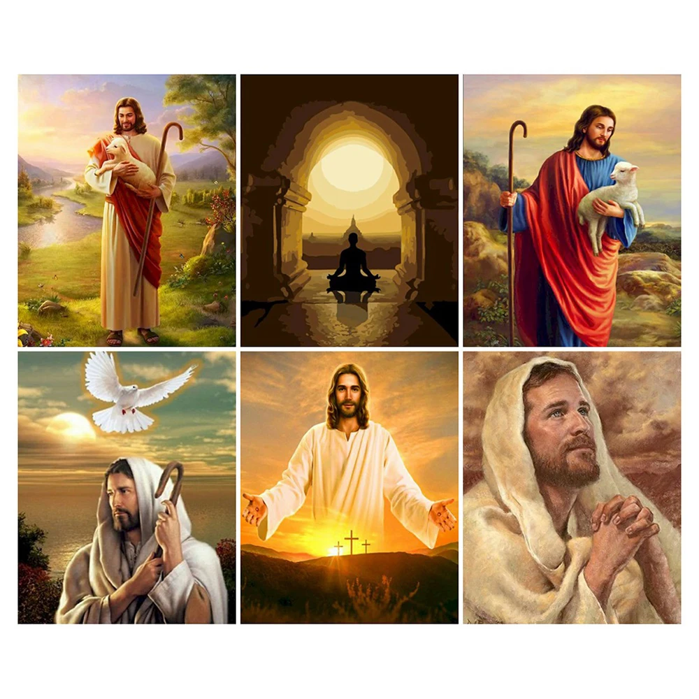 

YI BRIGHT DIY Square Round Diamond Painting Religious Acrylic Mosaic Unique Gift Jesus Embroidered Furniture Decoration