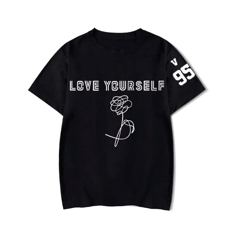 t-shirt 26 Rap Monster Джин SUGA J-HOPE JIMIN V Юнга Кук футболка LOVE YOURSELF слеза портрет комиксов футболка с узором в стиле граффити Кей-поп Харадзюку, с мультяшным принтом - Цвет: t-shirt 26