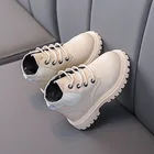 Детские ботинки из ПУ кожи, без застежки, на мягкой нескользящей подошве