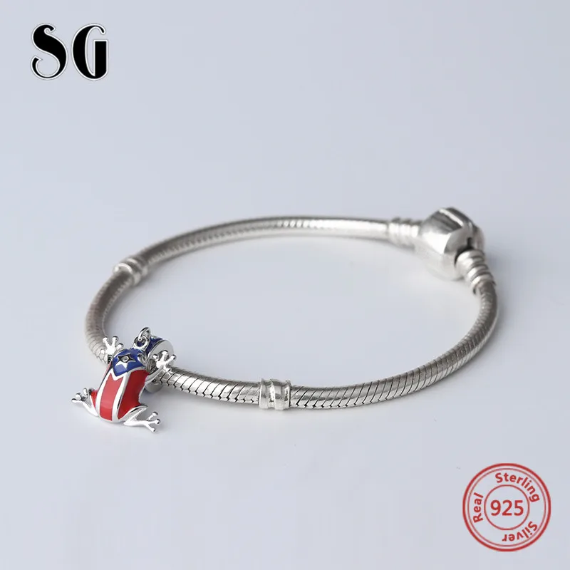 Подвеска в виде лягушки из красной и синей эмали SG шармы милых животных серебро 925