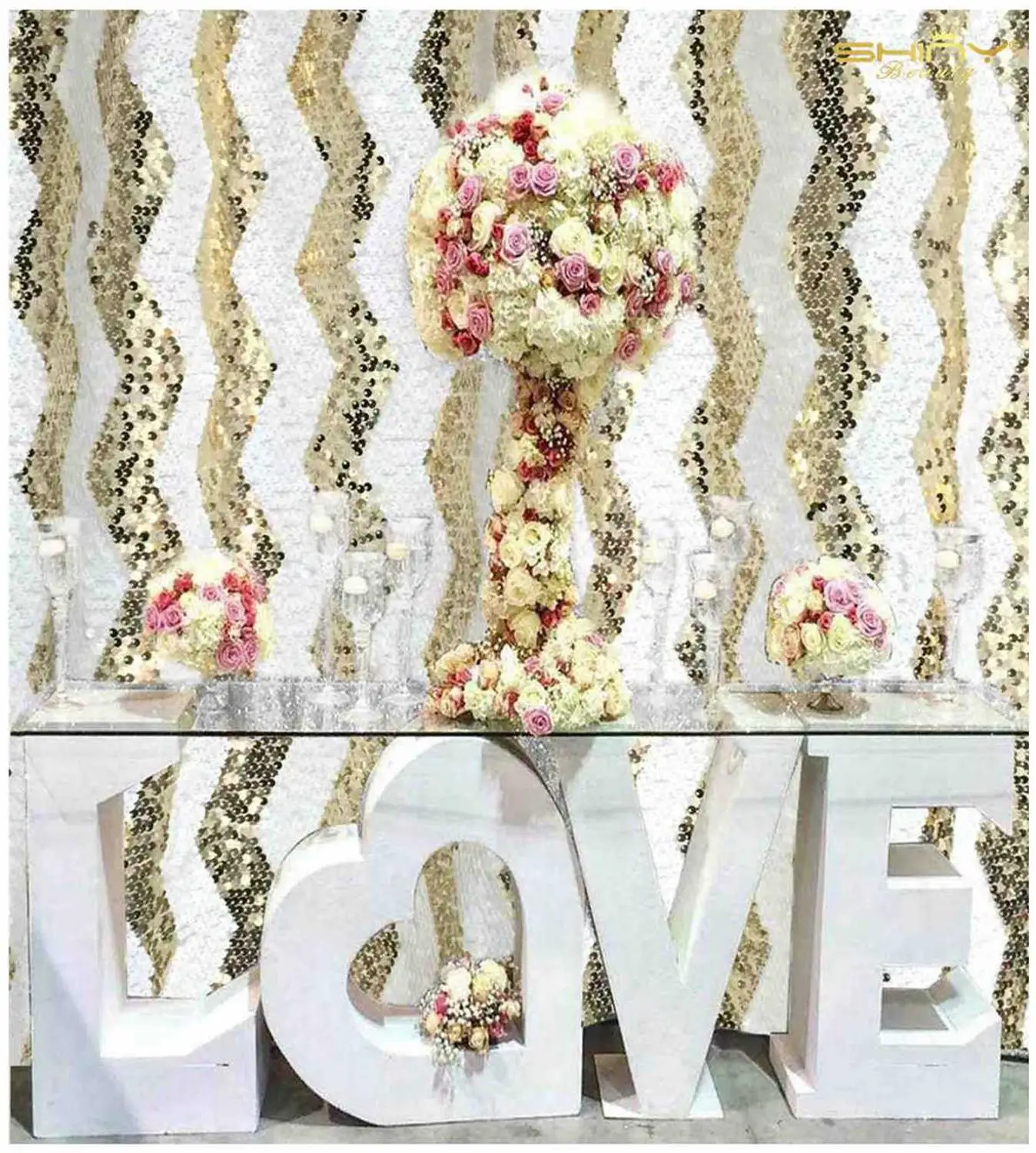 Shinybeauty Photo Booth фон Золотой шеврон свадебный фон шторы с блестками вечерние Backdrops-M190727