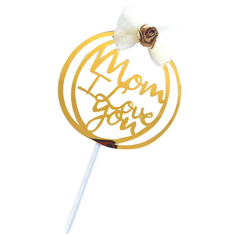 

Acrylic Gold Cake Topper I Love You Mom Gold Cartoon Happy Birthday Cake Topper For Mother Birthday Party Cake Decorations