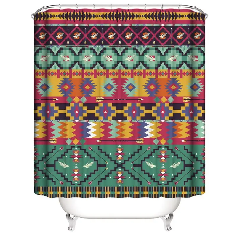 

4PCS/Set Bohemia Shower Curtain Bath Curtain Waterproof Polyester K0AB