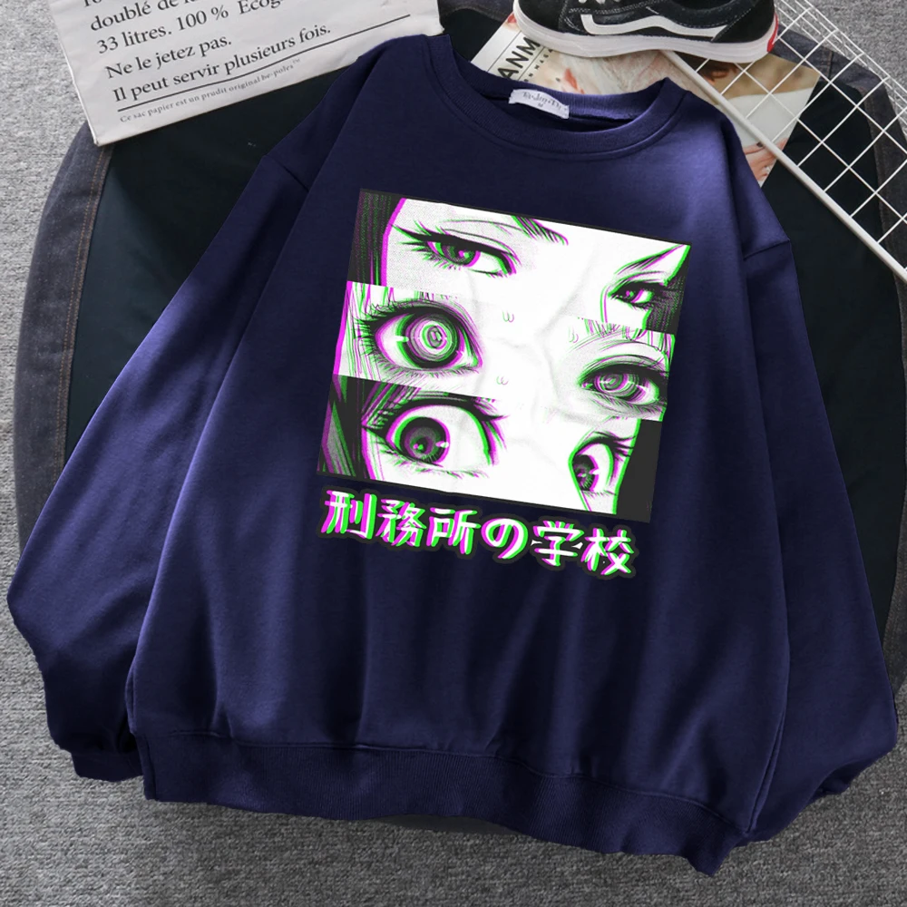 Толстовка мужская с японским аниме принтом грустных глаз комикс пуловер в