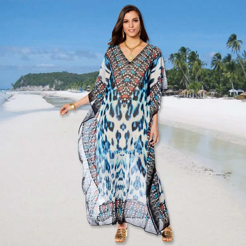 Повседневное платье из богемского хлопка Длинные модные летние Кафтан платья