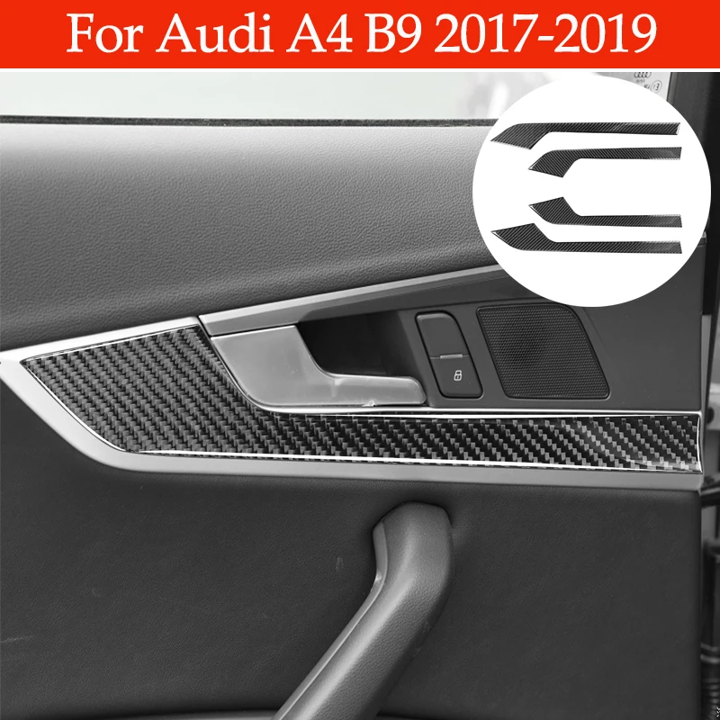 

4 шт./компл. для Audi A4 B9 2017-2019 украшение внутренней двери автомобиля, наклейки из углеродного волокна, аксессуары