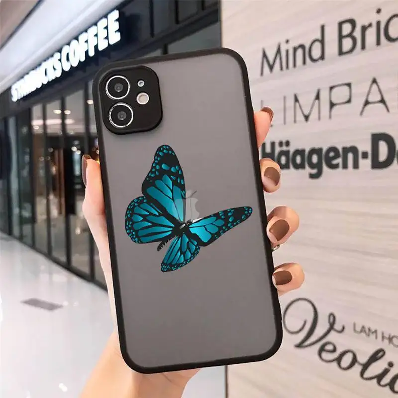 

Cute animal butterfly pattern Phone Cases matte transparent For iphone 7 8 11 12 plus mini x xs xr pro max cover