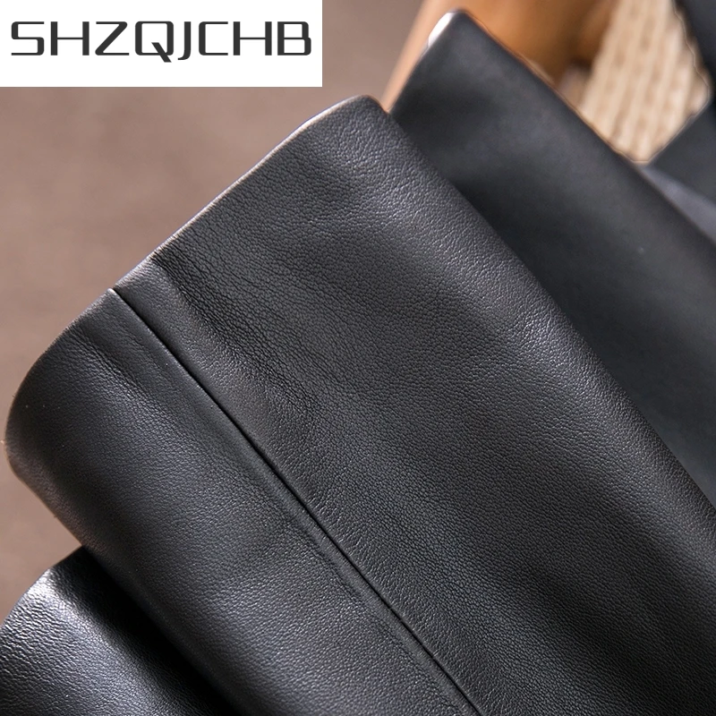 

JCHB 2021 Genuine Sheepskin Blazer Women Luxury Office Lady Single Button Suit Jacket Fashion Elegant Turn-Down Collar Real Leat