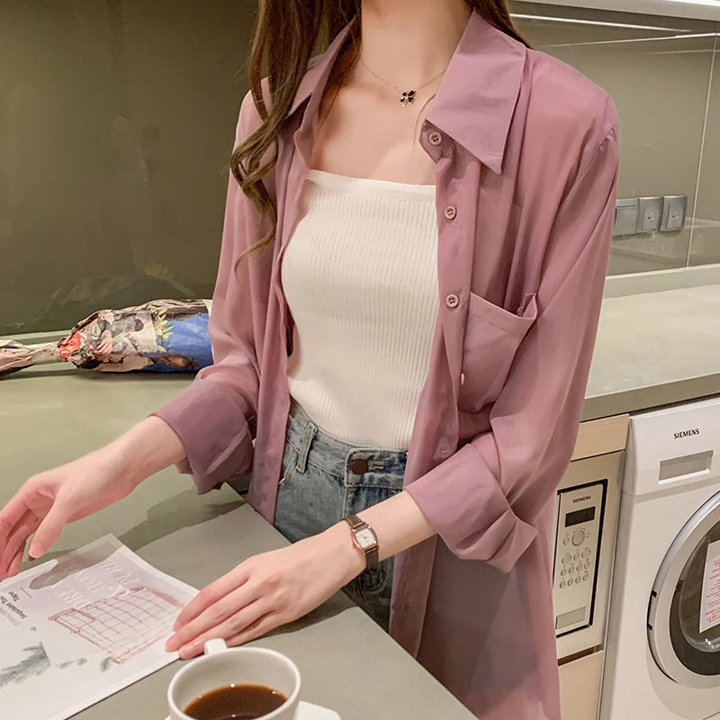 Женская шифоновая рубашка с длинным рукавом зеленая шаль из вискозы